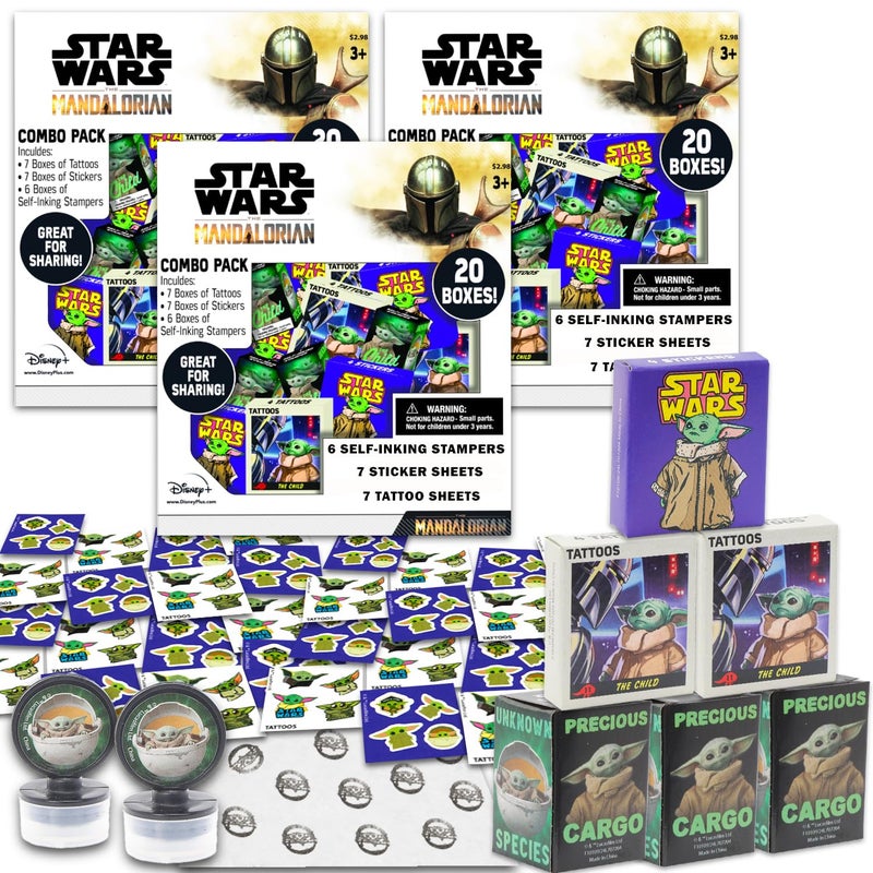 STAR WARS Baby Yoda Party Favors Bulk Set Bundle with 60 Pieces Mandalorian Favor Boxes with Stickers Tattoos and Stampers for Kids Birthday Party Classroom Prize Boxes - Image 3