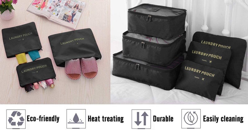 Styleys Navy Blue 6 in 1 Travel Laundry Pouch Cosmetics Makeup Bags Cubes - Image 5