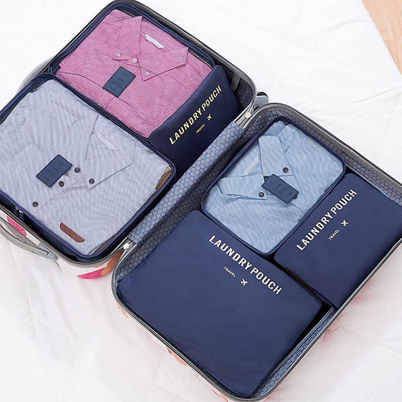 Styleys Navy Blue 6 in 1 Travel Laundry Pouch Cosmetics Makeup Bags Cubes - Image 2