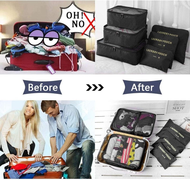 Styleys Navy Blue 6 in 1 Travel Laundry Pouch Cosmetics Makeup Bags Cubes - Image 4