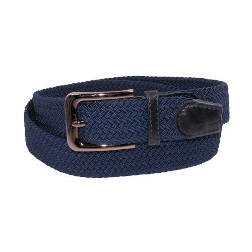 CTM Men's Elastic Braided Stretch Belt with Silver Buckle, M 34-36, Black - Image 3
