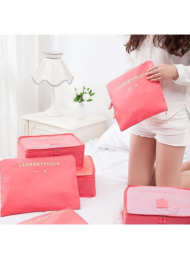 6-Piece Travel and Outdoor Clothes Storage Bag Set - Coral - Image 2