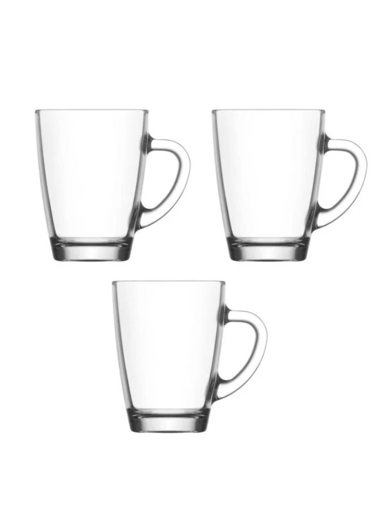 LAV Vega 350cc Mug Set of 3 – Premium Glass Mugs for Coffee, Tea, and Hot Beverages - Image 1