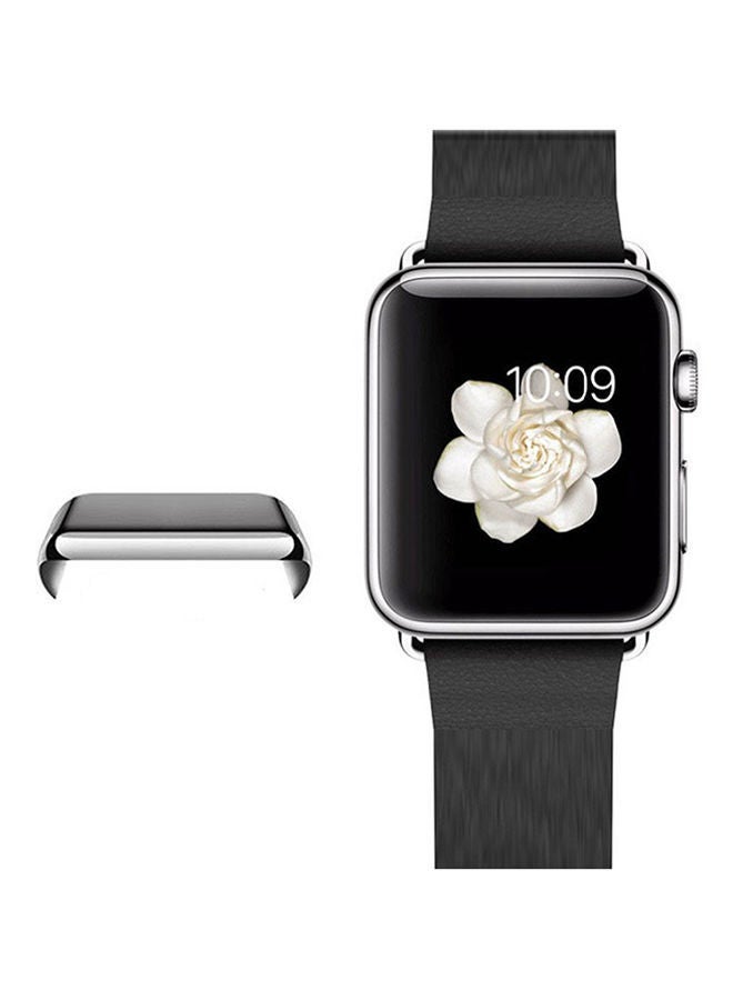 NIBEMINENT PC Frame Case Cover With Protective Screen For Apple Watch 42 mm Silver  - Image 2
