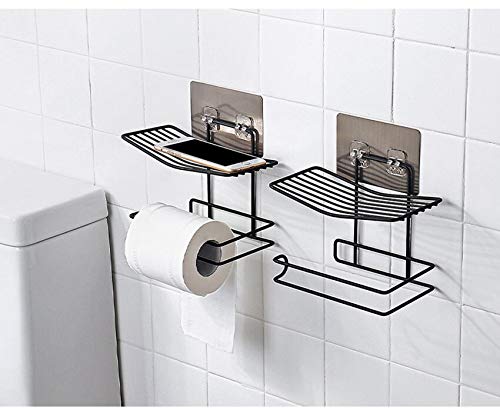 Vihax Toilet Paper Holder Shelf Tissue Paper Roll Towel Holder Storage Rack Adhesive Mobile Phone Dispenser Hanger Organizer Bathroom - Image 5