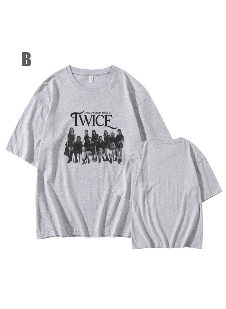 NIBEMINENT TWICE 4TH WORLD TOUR Ⅲ Concert with Loose Print Casual Short-sleeved Summer T-shirt Clothes  - Image 2