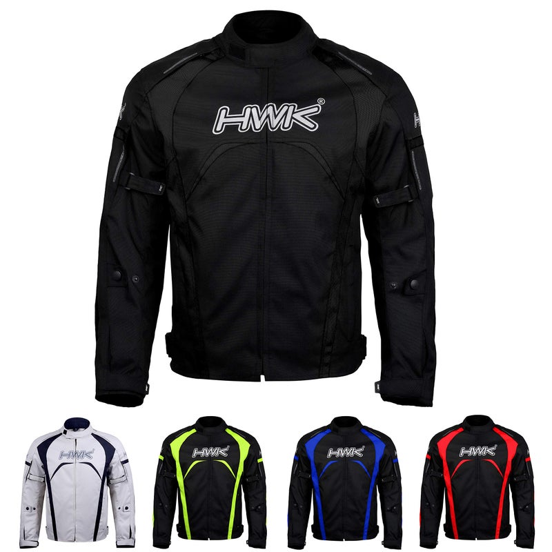 HWK Motorcycle Jacket for Men & Women, Waterproof Rain Gear with High Visibility CE Armor, Adjustable Polyester Design for Dirt Bike Enduro Racing, All-Black S - Motorcycle Riding Jacket