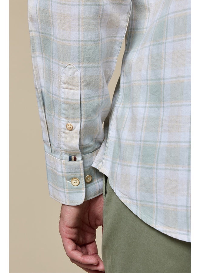 Mannerism The Sage Check Green Cotton Checks Shirt Comfort Fit - Image 5