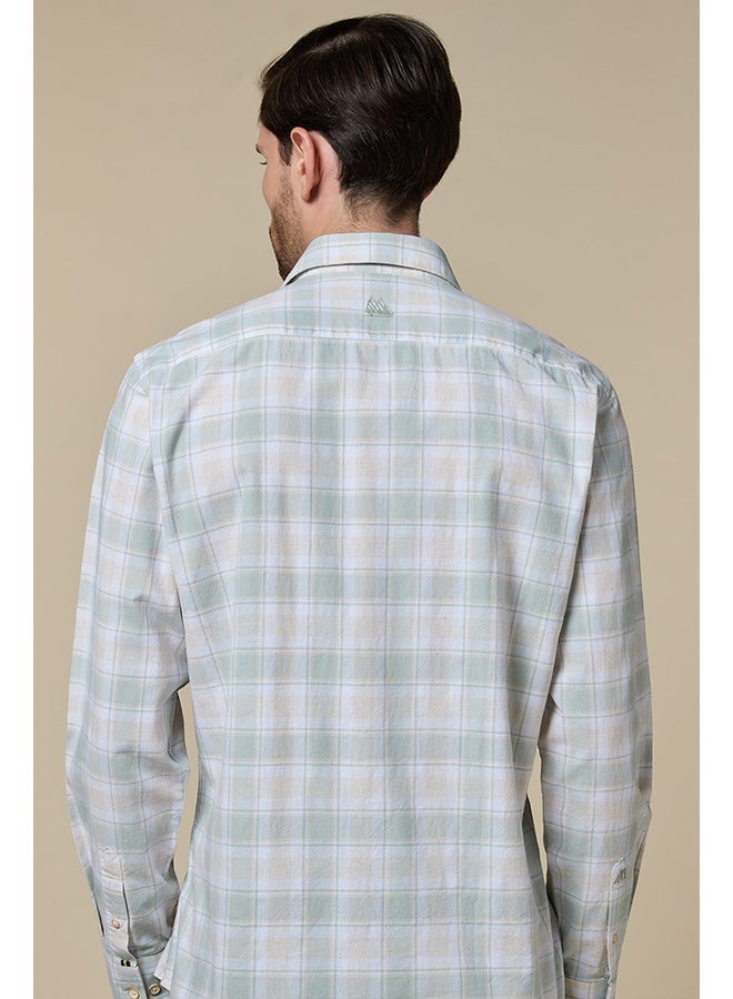 Mannerism The Sage Check Green Cotton Checks Shirt Comfort Fit - Image 2