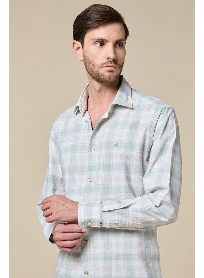 تكلف The Sage Check Green Cotton Checks Shirt Comfort Fit