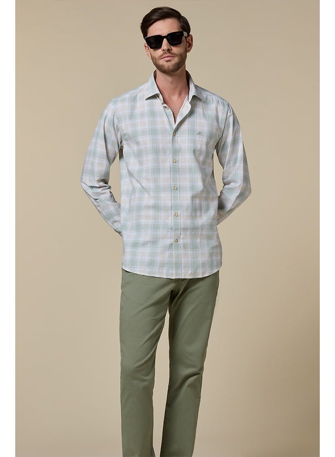 Mannerism The Sage Check Green Cotton Checks Shirt Comfort Fit - Image 3