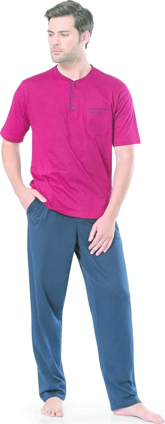بيير كاردان Men's Short Sleeve Combed Cotton Pajamas
