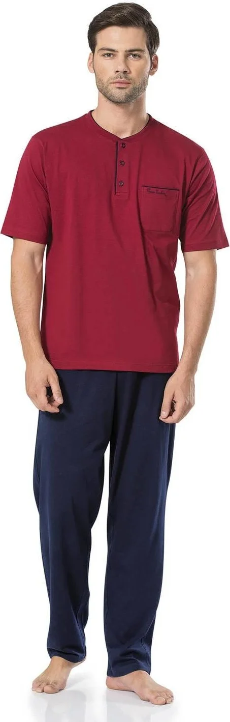 بيير كاردان Men's Short Sleeve Combed Cotton Pajamas