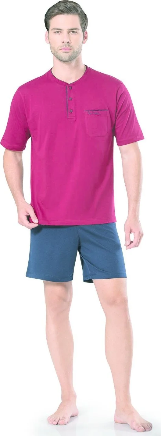 بيير كاردان Men's Short Sleeve Combed Cotton Pajamas