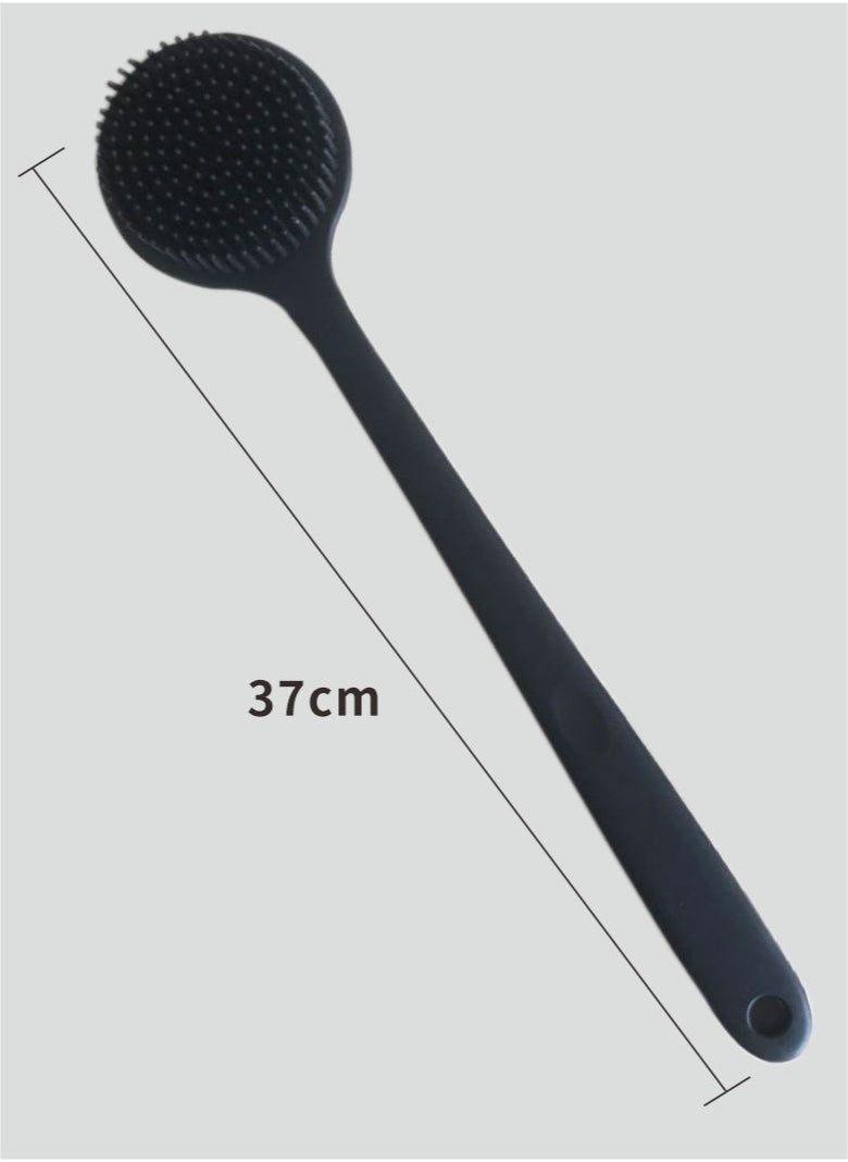 HieerBus - Back Scrubber Body Brush for Shower,Soft Silicone Bath Body Brush with Long Handle Double Sided Brush for Men Women Shower Exfoliating and Massage Black - Image 1
