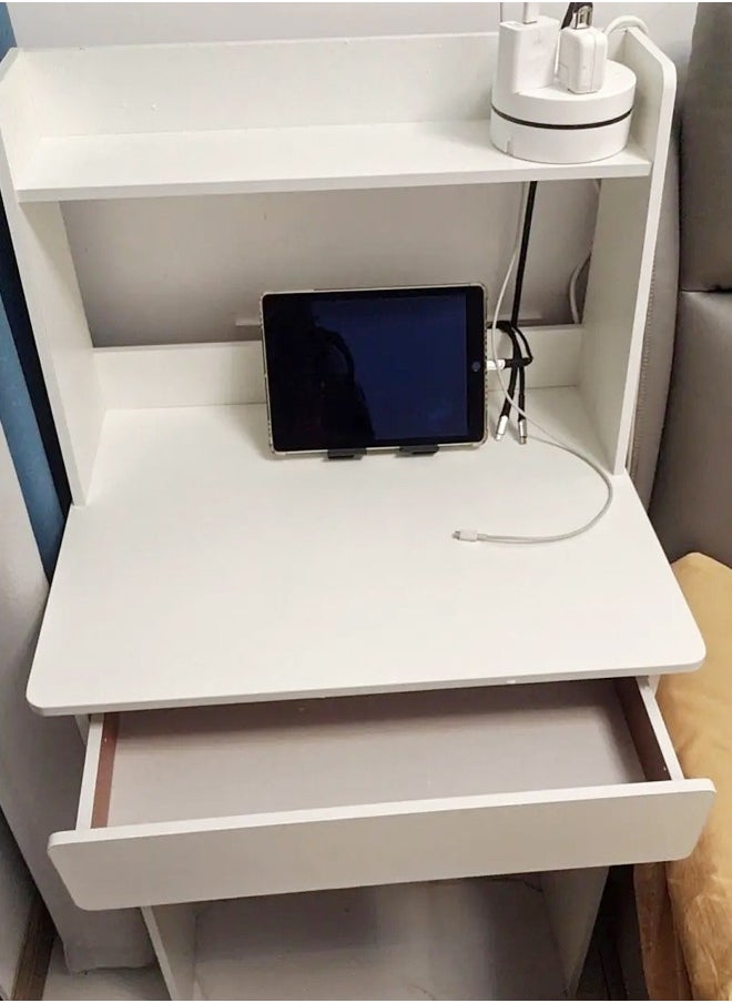 fashionhome - Modern Simple Style Laptop Table with Drawer and Bookshelves 60 x 45 x 109 cm - Image 1