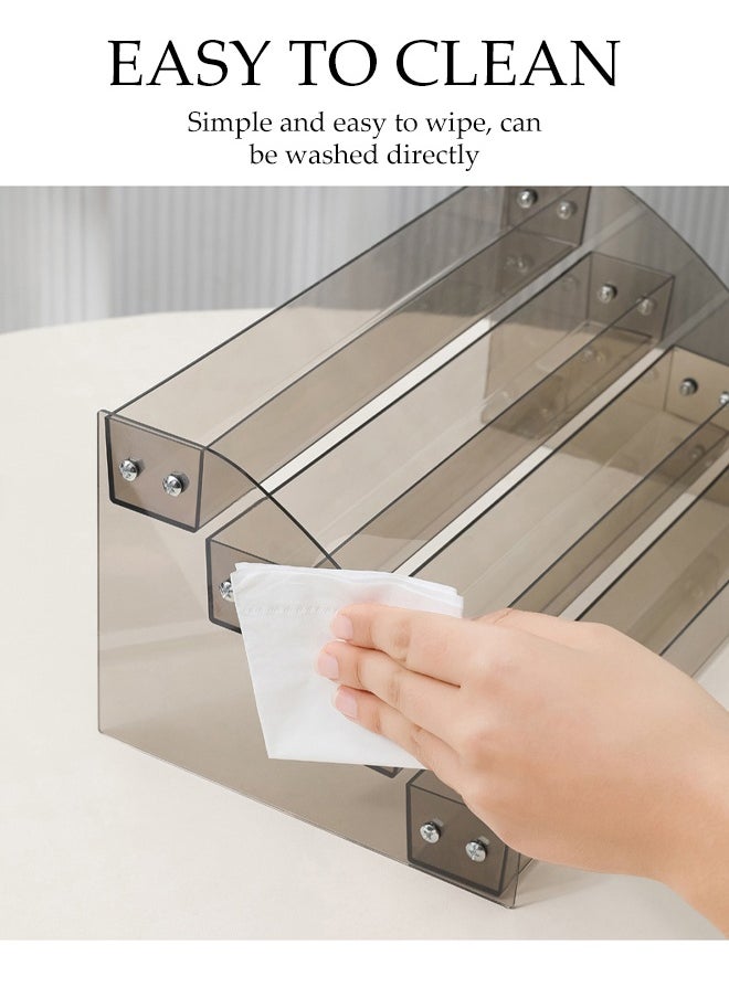 DUNISO - 7-Layer Transparent Black Nail Polish Display Holder， Nail Polish Rack, Multi-Layer Trapezoidal Cosmetics Lipstick Organizer, Desktop Display Stand, Suitable For Eyeshadow Palette, Powder Pad, Lipstick And Perfume Organization, Professional Nail Salon Makeup Table - Image 1