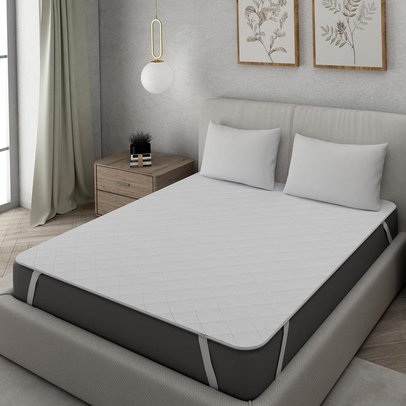 Elarra Home Single Mattress Protector White Diamond Stitching Size 91cms X 182cms 100 Cotton Corner Elastic Waterproof Single Bed Machine Washable Set of 1 - Image 1