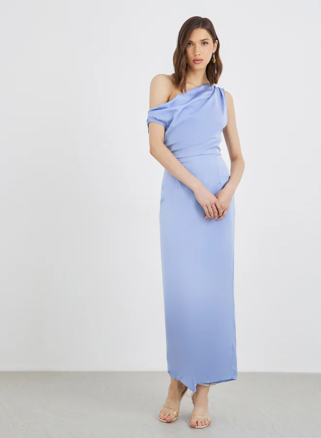 Take Two Take Two Solid One Shoulder Bodycon Maxi Dress