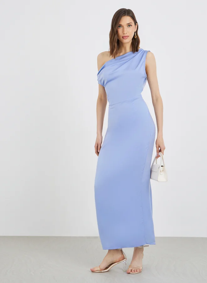 Take Two Take Two Solid One Shoulder Bodycon Maxi Dress