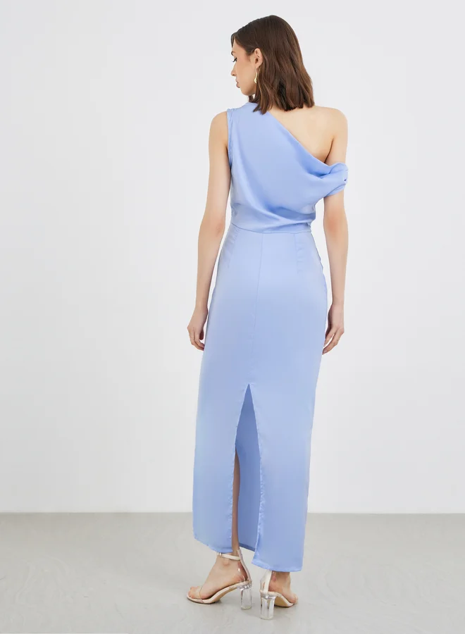 Take Two Take Two Solid One Shoulder Bodycon Maxi Dress