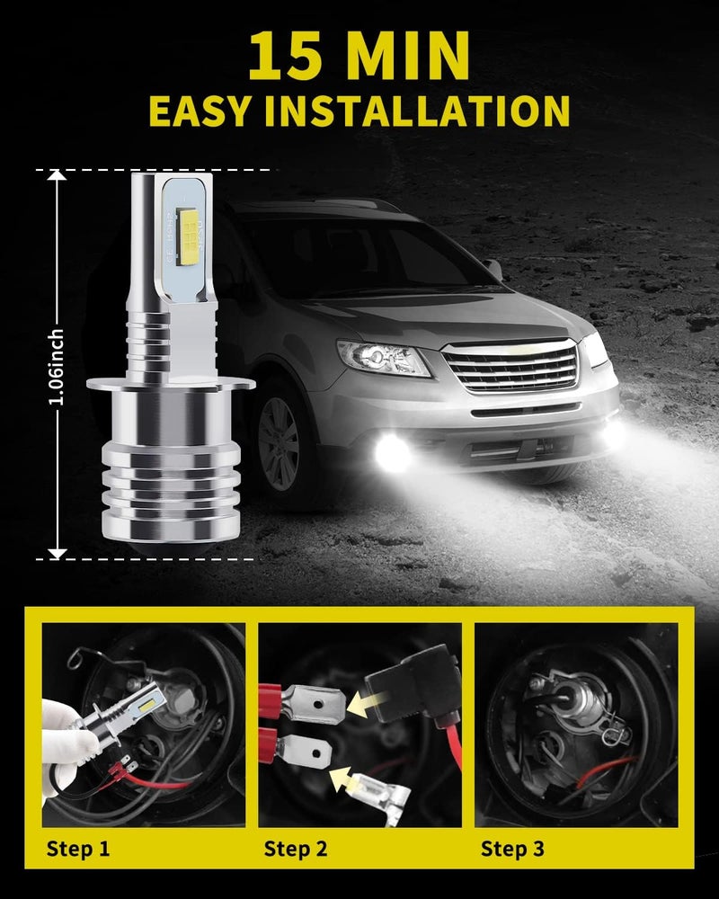 Antline Super Bright H1 LED Bulb 6000K White Version 3570 CSP-Chips LED Fog Lights DRL Replacement (Pack of 2) - Image 4