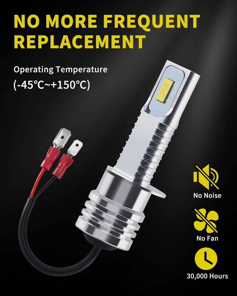 Antline Super Bright H1 LED Bulb 6000K White Version 3570 CSP-Chips LED Fog Lights DRL Replacement (Pack of 2) - Image 5