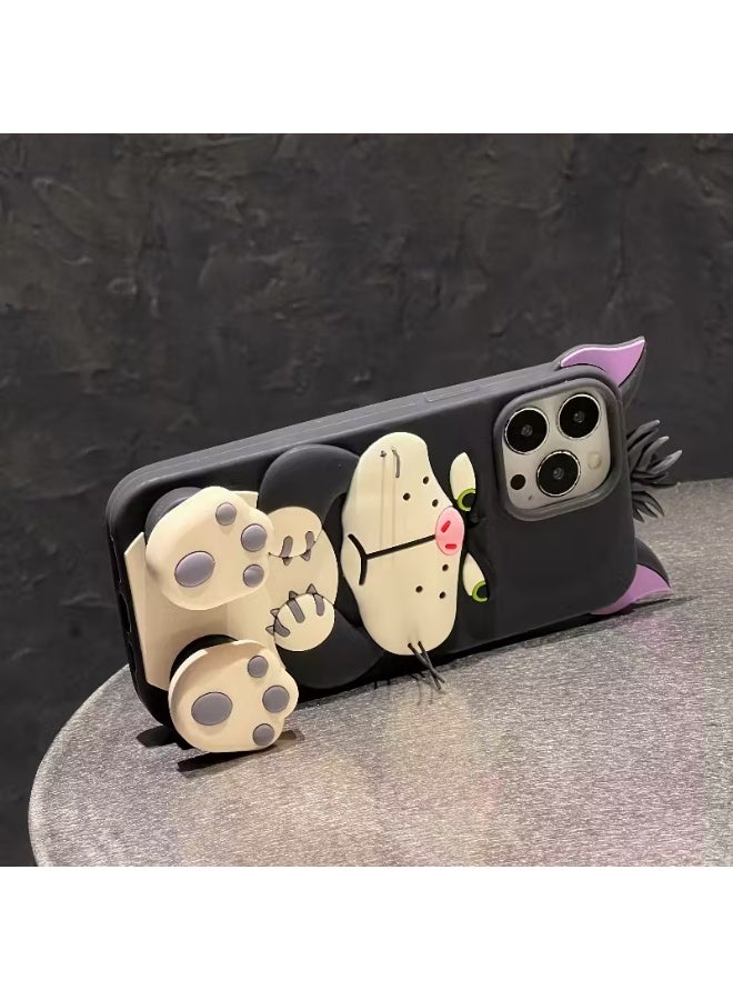 Temu Original 3D Cute Cat Design Phone Case with Extendable Legs for Phone Holder, High Quality, Suitable for iPhone 15 Pro Max, Cute and Unique Protective Cover, Shockproof and Scratch Resistant - Image 2