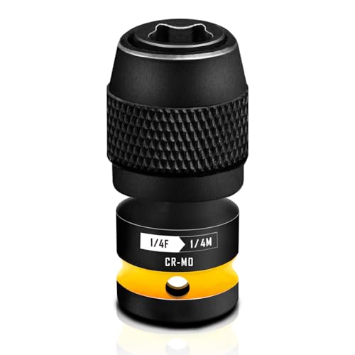 BLACKROBOT Quick Release Impact Bit Holders 1/4-Inch Square Drive to 1/4-Inch Hex Socket Adapter, CR-MO Steel, Yellow - Image 1