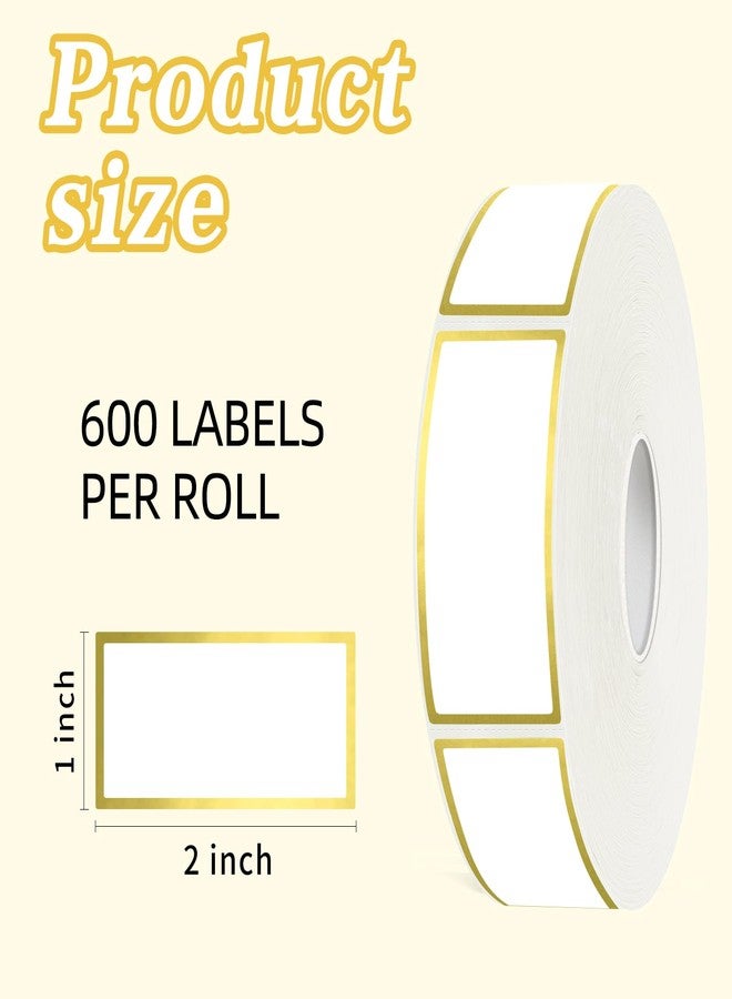 Yeachlaing 600 Golden Border Removable Freezer Labels Water Oil Resistant with Perforation Line for Food Containers Jars Pantry Organization (Ink Quick-Dry，1” x 2”) - Image 2