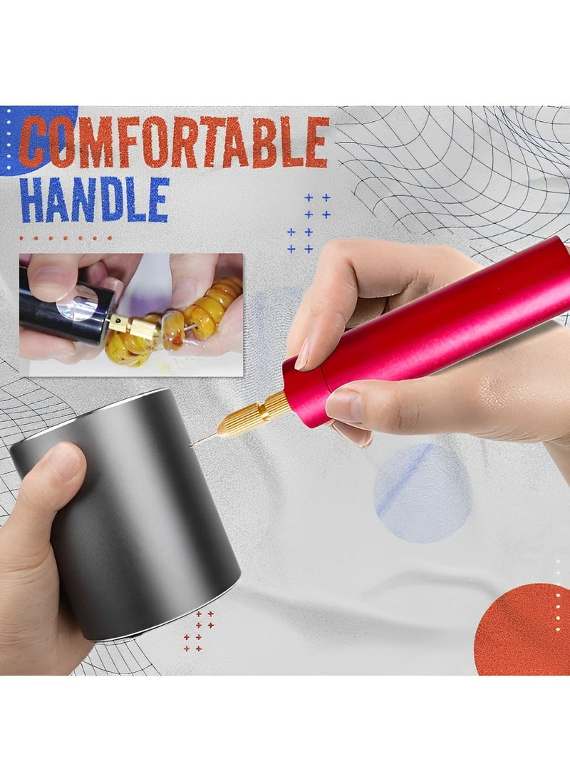 REOCLE Portable Handheld Drill Mini Micro Electric Aluminum DIY Drilling Electric Tool Rechargeable Electric Hand Drill with 6pcs Drill Bits for Jewelry Making & Resin & Plastic & Wood  - Image 3
