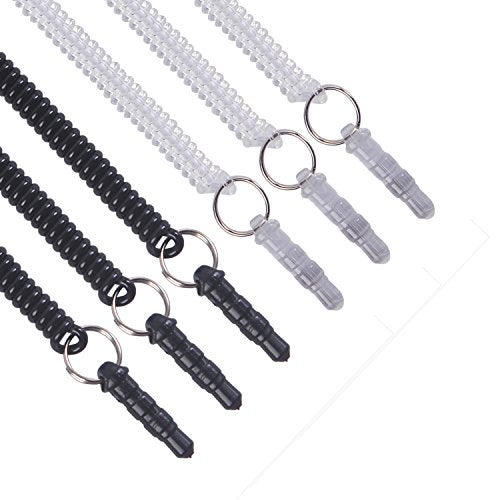 Wisdompro Stylus Tether, 10 Pack of Detachable Elastic Coil Tether Strings/Lanyards with 3.5mm Earphone Jack for Stylus Pens - Black/Clear - Image 2