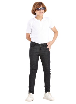 Boys' black solid raw jeans