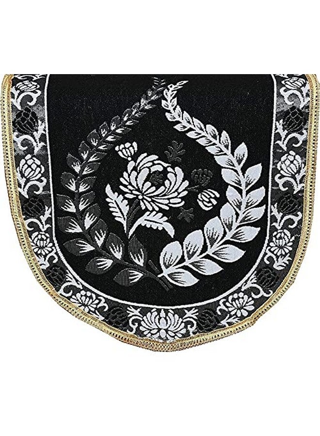 Multitex Royal Look Cotton Sofa Cover Set with Heavy Fabric Floral Design 5+Arm Seater Sofa Cover -| Set of 16 Piece (Black) - Image 3