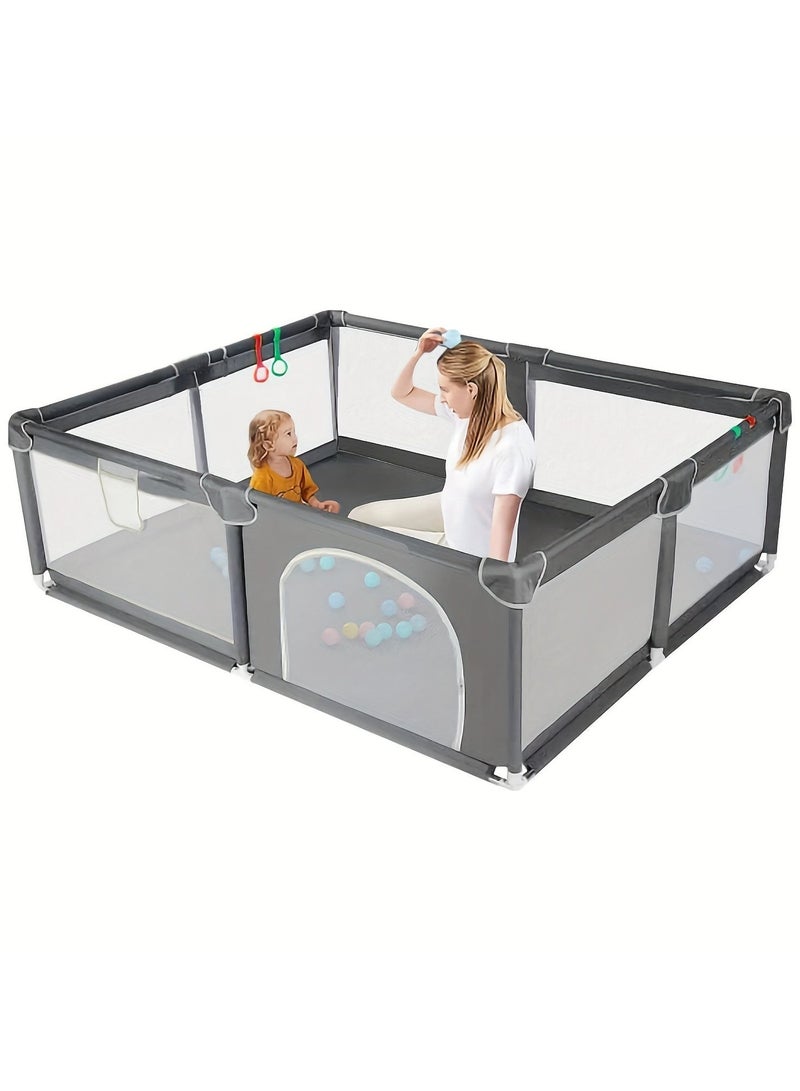 general Deep Gray 127*127 cm Baby Playpen Fence with 50 Ocean Balls and 2 Pull Tab - Baby Fence with Breathable Mesh Design, External Zipper Access - Easy Assembly Play Area for Infants with Anti-Slip Base - Image 2