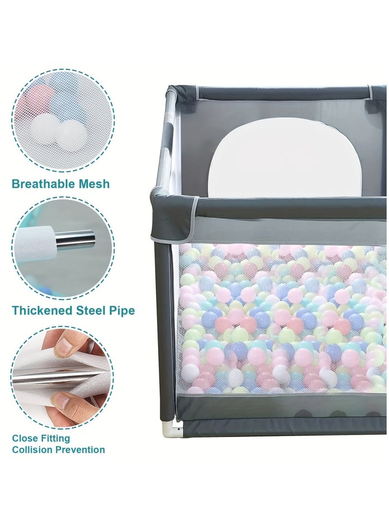 general Deep Gray 127*127 cm Baby Playpen Fence with 50 Ocean Balls and 2 Pull Tab - Baby Fence with Breathable Mesh Design, External Zipper Access - Easy Assembly Play Area for Infants with Anti-Slip Base - Image 3
