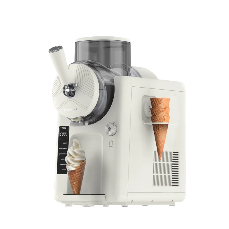 نيوتري كوك Nutricook Frost Slush & Swirl 1.8L Soft-Serve Ice Cream & Frozen Treat Maker, 6 Preset Programs, No Freezing Required, Double Wall Barrel, Cone Storage Rack, Pro Cooling, Self-Clean, NC-FRS330BG,Beige