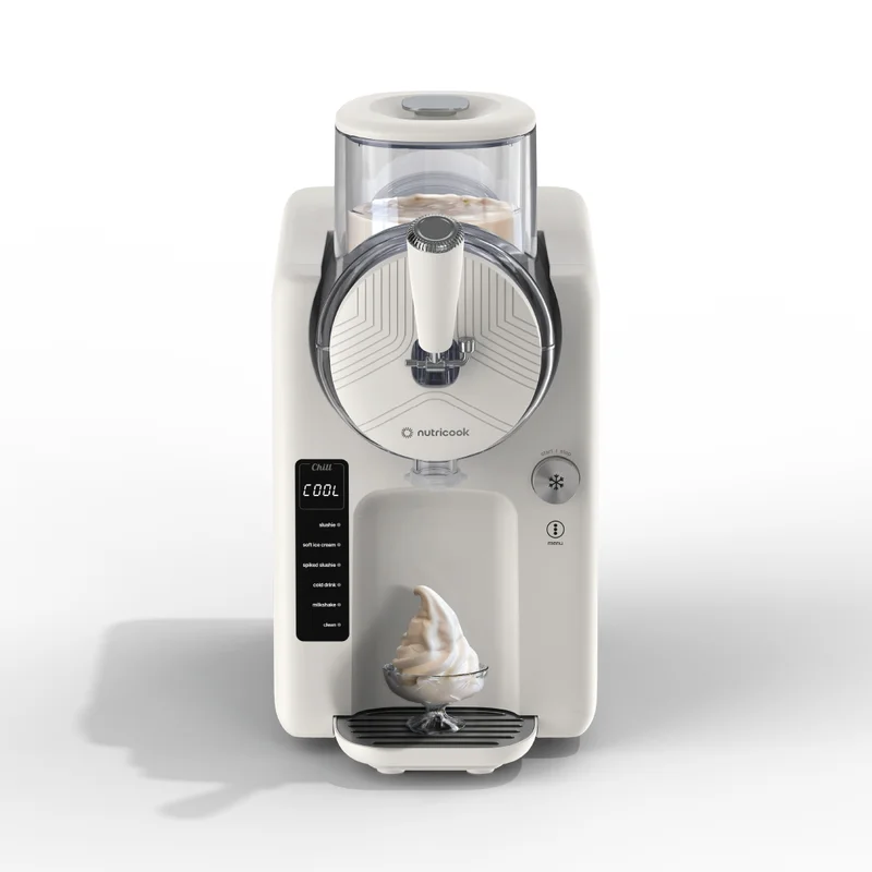 نيوتري كوك Nutricook Frost Slush & Swirl 1.8L Soft-Serve Ice Cream & Frozen Treat Maker, 6 Preset Programs, No Freezing Required, Double Wall Barrel, Cone Storage Rack, Pro Cooling, Self-Clean, NC-FRS330BG,Beige