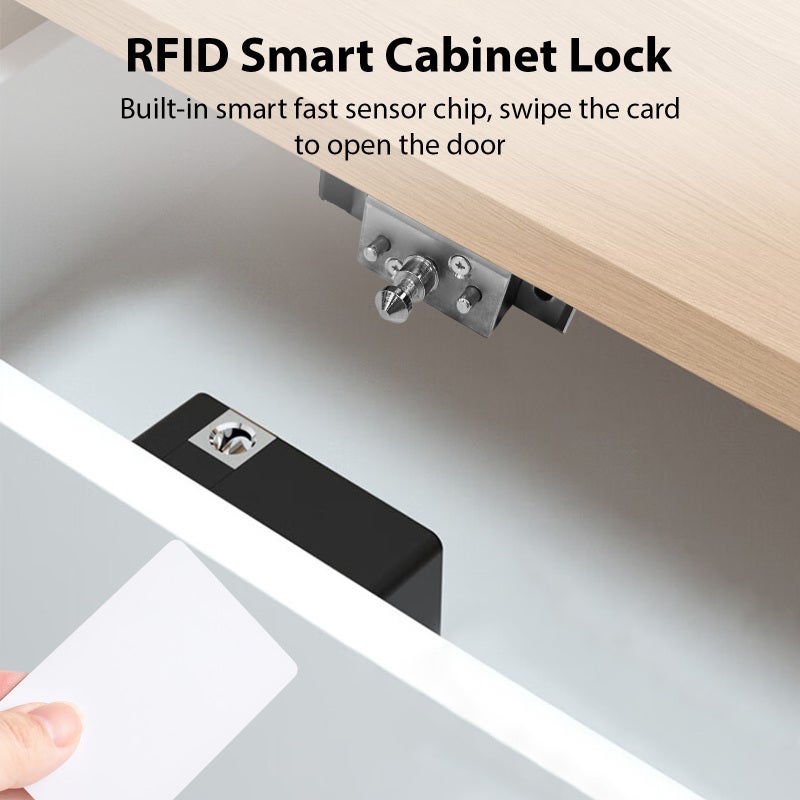 Keyless Cabinet Lock: Black Programmable RFID Lock - High Security Auto Unlock Smart Drawer Lock for Home Cabinets Furniture DIY Enthusiasts - Image 5