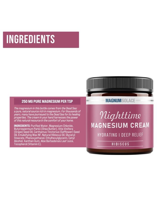 Magnum Solace Magnesium Cream – Magnesium Chloride Cream – Topical Magnesium Cream for Nighttime Relief for Leg Cramps, Sleep & Muscle Soreness – Safe for Kids (Hibiscus) - Image 2