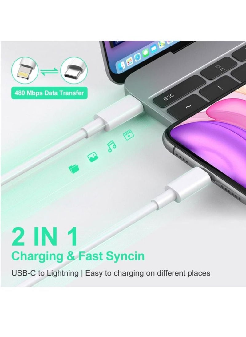 LEDIN - USB C to Lightning Cable-MFi Certified-Compatible with iPhone 13,12,11-Pro Max,X,XS,XR,8,7 Plus/AirPods Pro,Supports Power Delivery,1M,White - Image 1