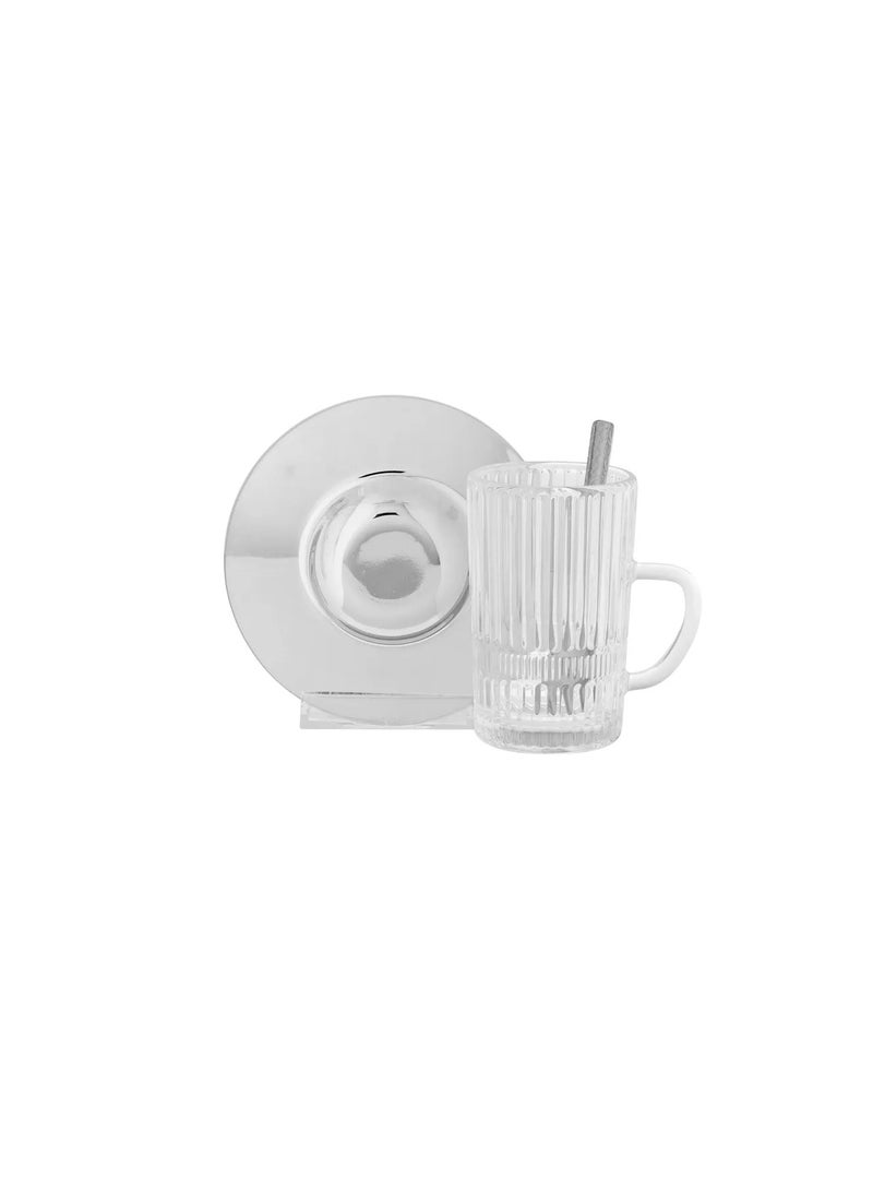 ماكسيما طقم شاي زجاج مع صحن ستيل 18 قطعة - Image 2