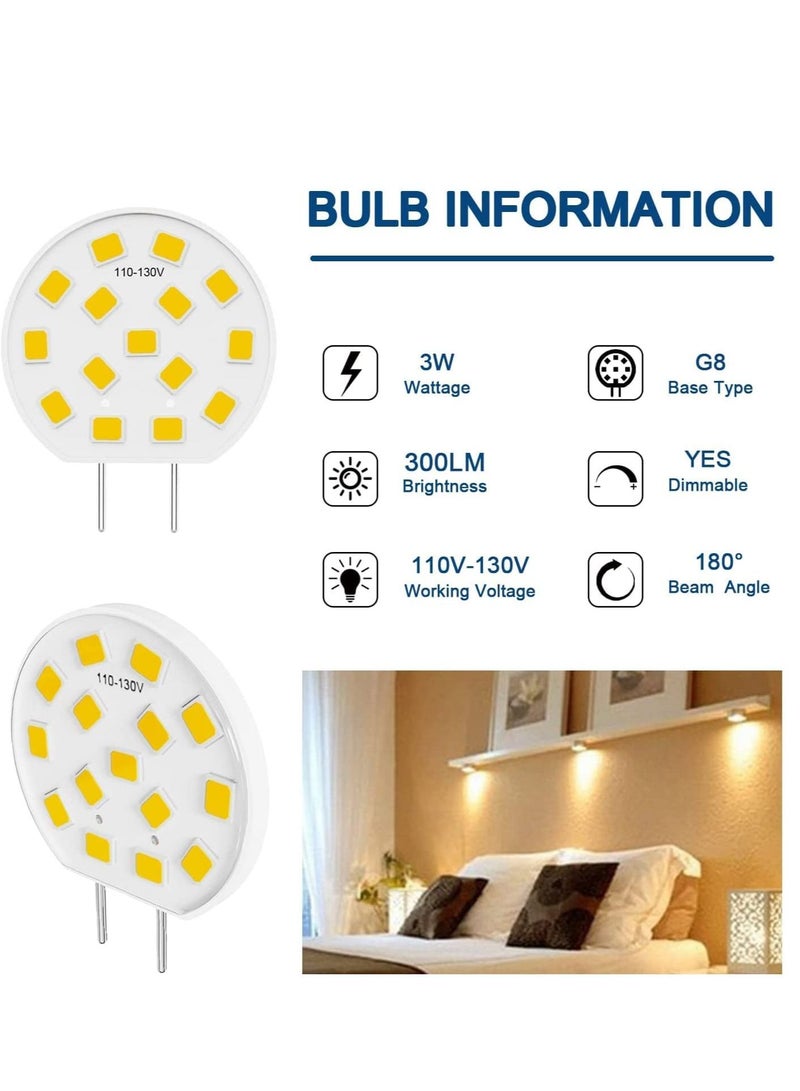 SYOSI 8 Pack G8 LED Bulb Dimmable Disc Puck Light Bulbs Halogen Bulb Equivalent Warm White for Under Counter Kitchen Lighting Under Cabinet Light - Image 3