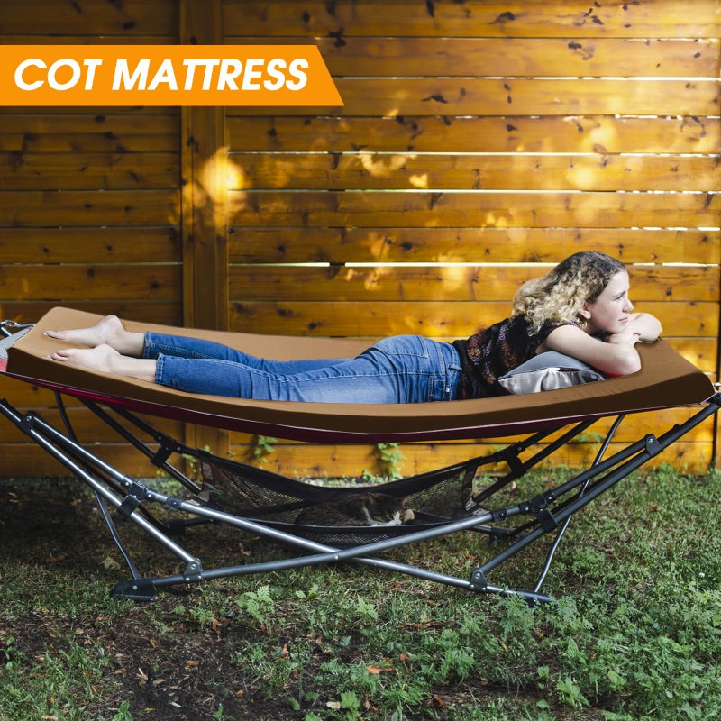 CYMULA Camping Cot Mattress 2in Memory Foam Sleeping Pad,Soft Warm Non-Slip Camping Mattress Topper with Retaining for Adults,Portable Roll up Pad for Travel(Brown 75"x30") - Image 4