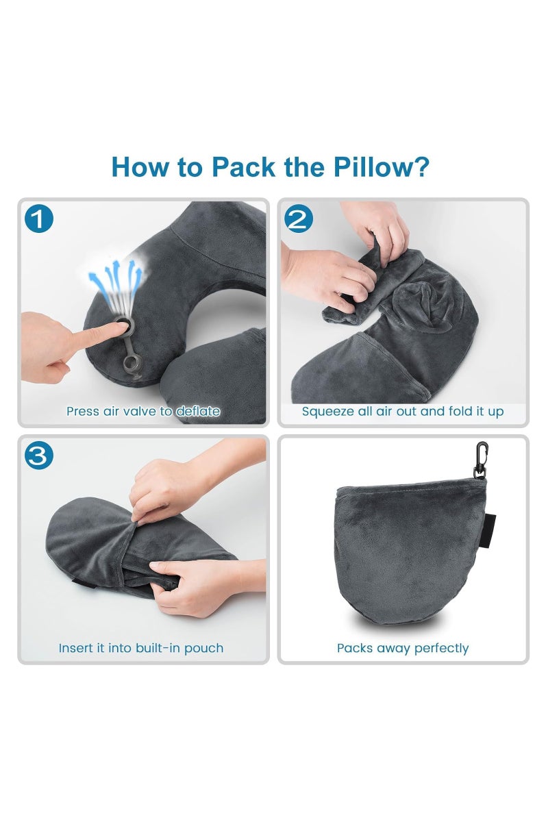 Plan A Air Neck Pillow for Travel, Inflatable Neck Pillow with Soft Velvet Lining, Ergonomic Design for Neck and Head Support, Foldable with Attached Storage Bag for Airplane Car Office Travel - Image 5