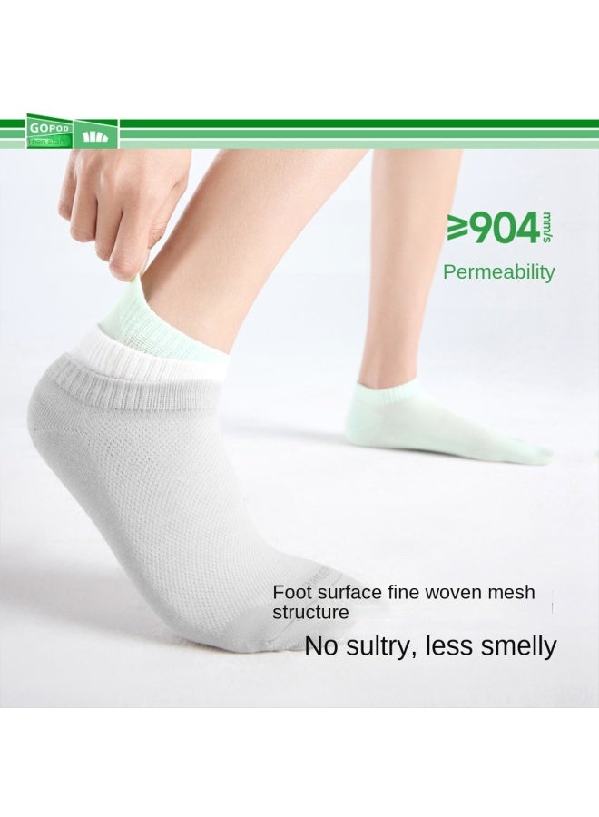 daily Wear 5-pair Pack】5a Antibacterial Convenient Cotton Antimicrobial Mesh Breathable High Elasticity Snug Fit Non-slip Heel - Image 4