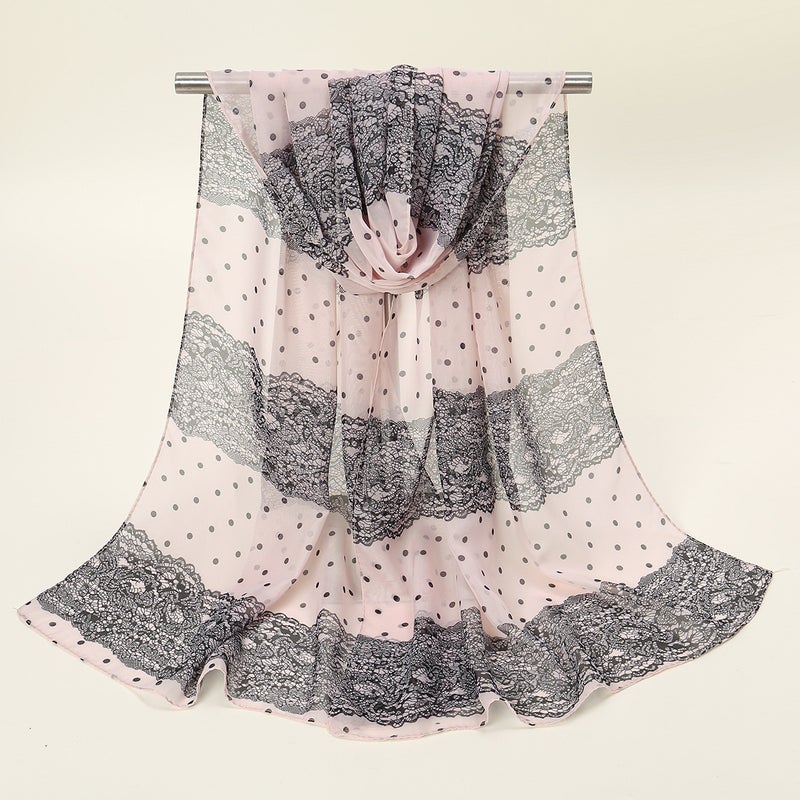 وشاح شيفون صغير خفيف الوزن بتصميم صيني صيفي واقي من الشمس مزخرف بنقوش نباتية للنساء Xq295-01 قهوة - Image 2