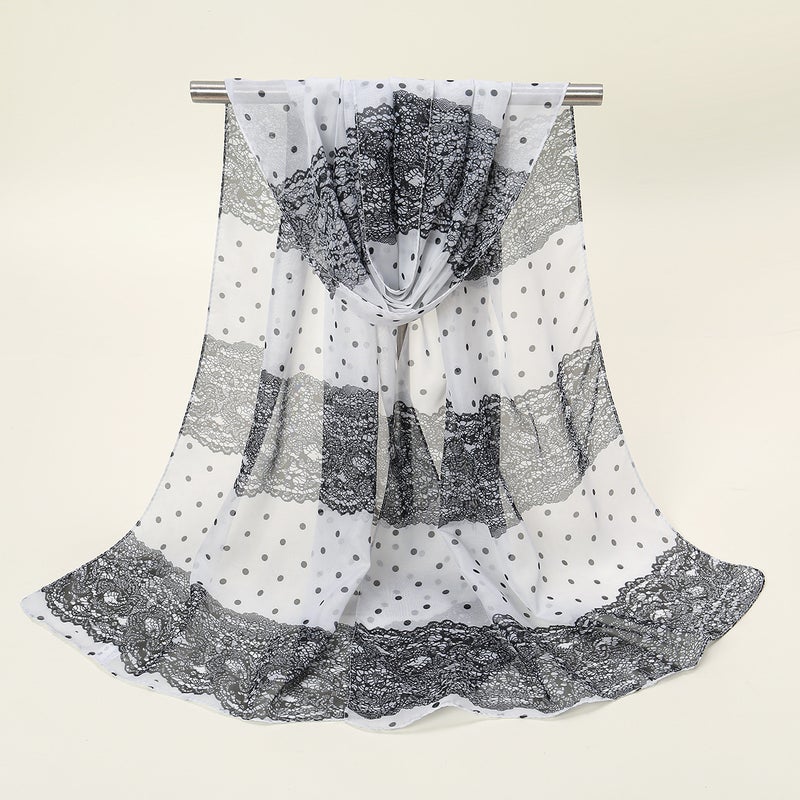 وشاح شيفون صغير خفيف الوزن بتصميم صيني صيفي واقي من الشمس مزخرف بنقوش نباتية للنساء Xq295-01 قهوة - Image 4