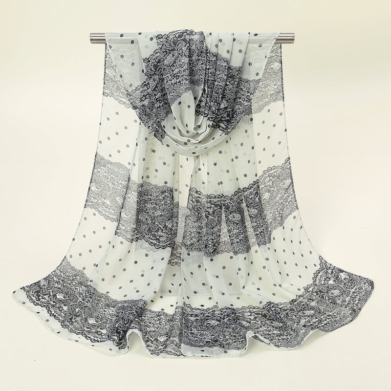 وشاح شيفون صغير خفيف الوزن بتصميم صيني صيفي واقي من الشمس مزخرف بنقوش نباتية للنساء Xq295-01 قهوة - Image 3