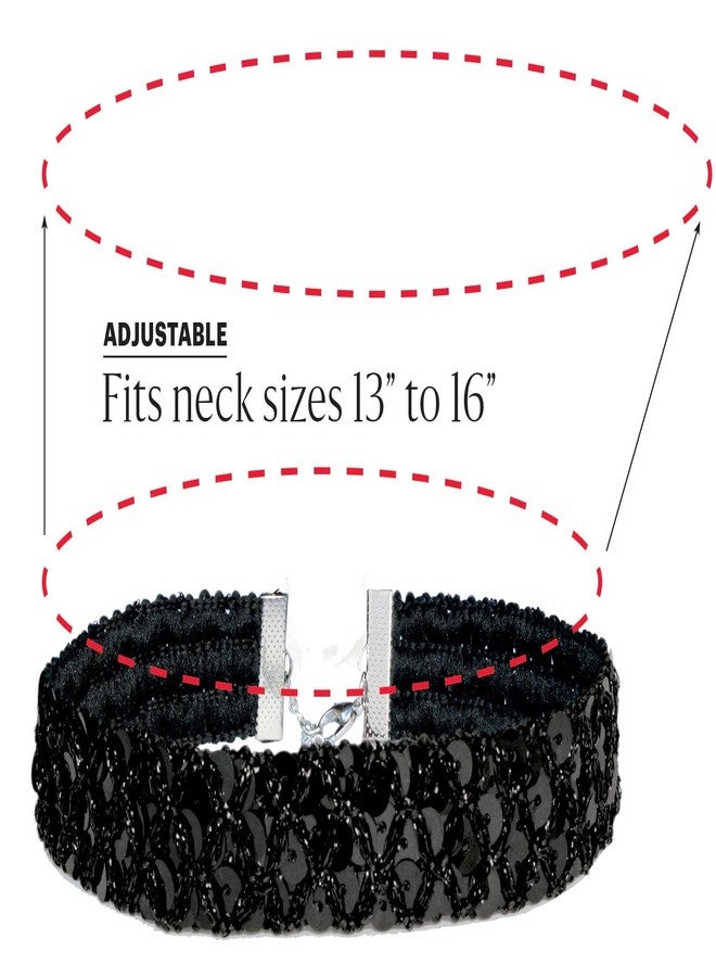 OLYPHAN Black Cat Costume Accessories Cat Woman Costume for Women Halloween Sequins Masquerade Mask Adult, Shiny Cat Ears & Sequins Choker Necklace - Image 5